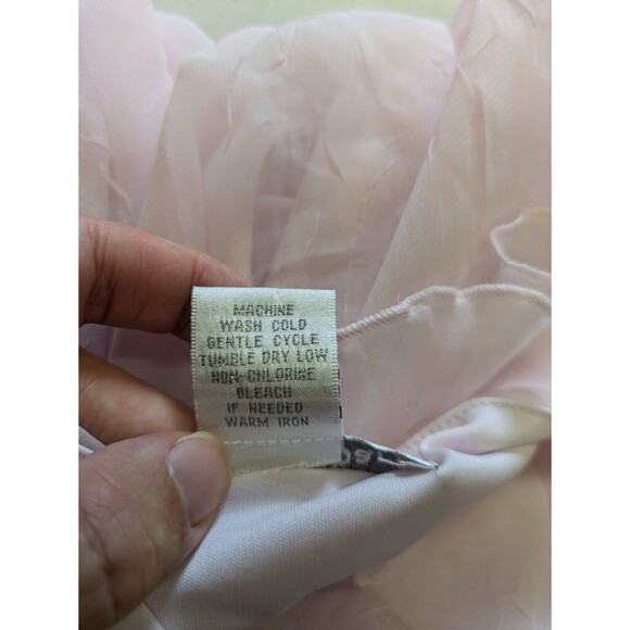 Vintage Y2K DressBarn Light Pink Ruffle Blouse Sheer Fairy Top Frilly Large - Picture 7 of 9